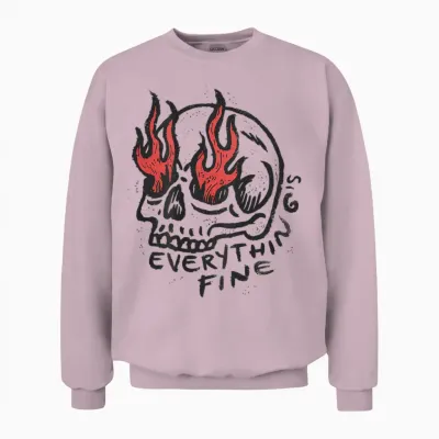 Hip Hop Vintage Skull Edgy Y2k Backprint Streetwear Skull Unisex Sweatshirt - Light Pink