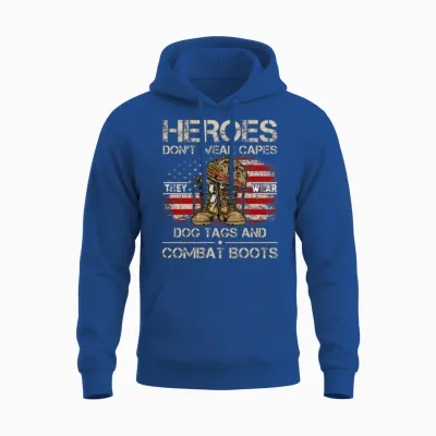 Heroes Dont Wear Capes They Wear Dog Tags Unisex Hoodie - Royal