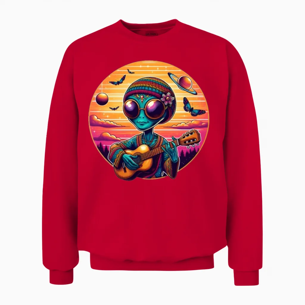 Hippie Alien Unisex Sweatshirt in Red