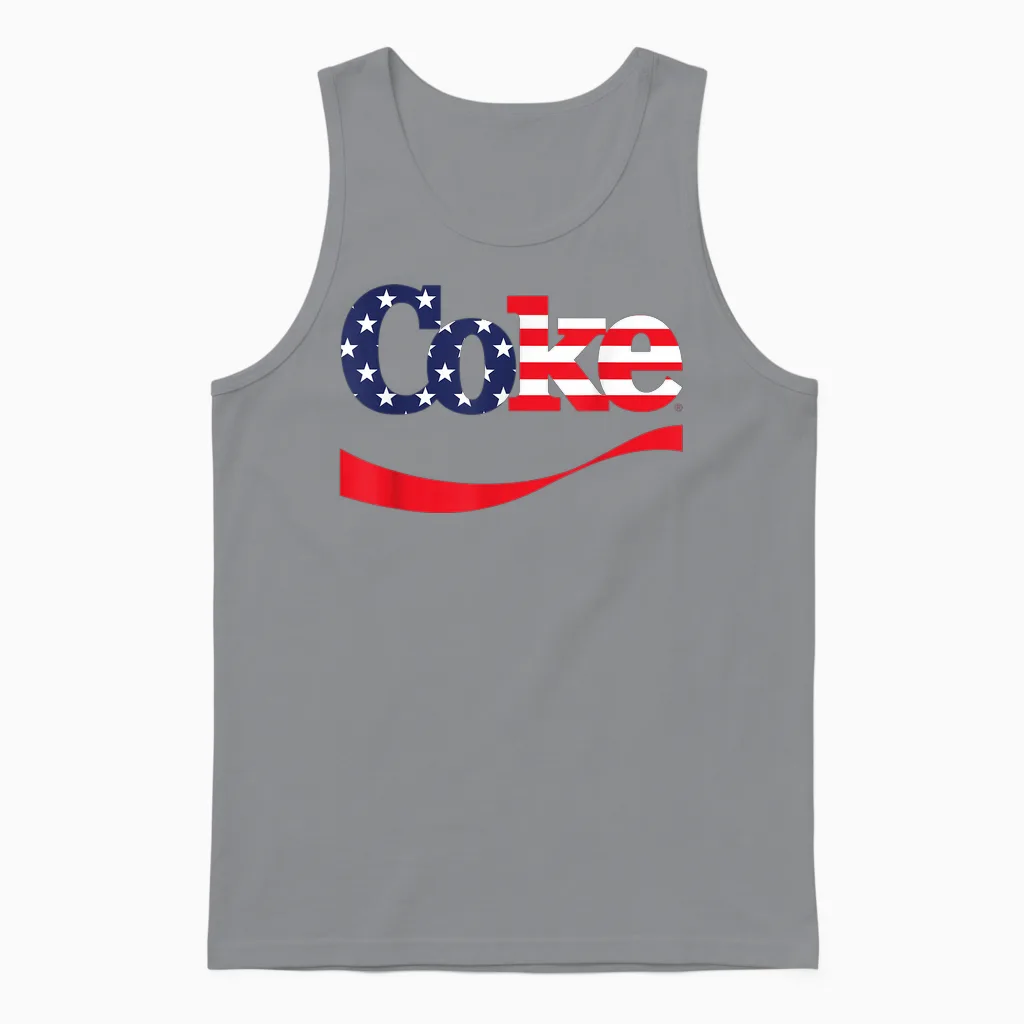 Coca Cola Coke Usa T-Shirt, Grey, S Unisex Tank Top in Sport Grey