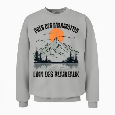 Near Marmots Away Badger Camping Mountain Nature T-Shirt, White, S Unisex Sweatshirt - Ash