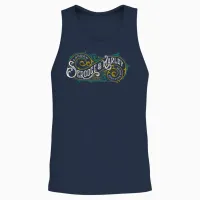 Scrooge and Marley Counting House Christmas Carol Vintage Unisex Tank Top in Navy - 2