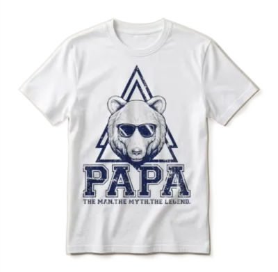 Papa Bear Triangle Emblem Unisex T-Shirt - White