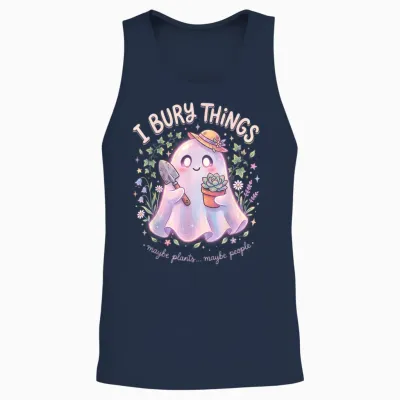 J'enterre Des Choses Plantes Ou Gens Fantome Jardinier Unisex Tank Top - Navy