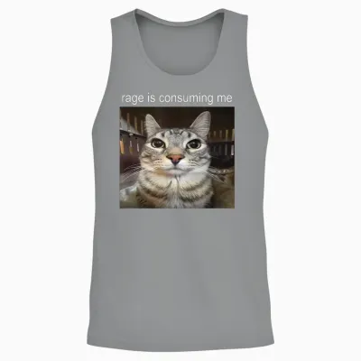 Wut Verzehrt Mich Dummes Starrendes Katzen-Meme T-Shirt, Black Unisex Tank Top - Sport Grey