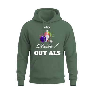 Vintage Strike Bowling Sport Lover Gift Unisex Hoodie - Military Green