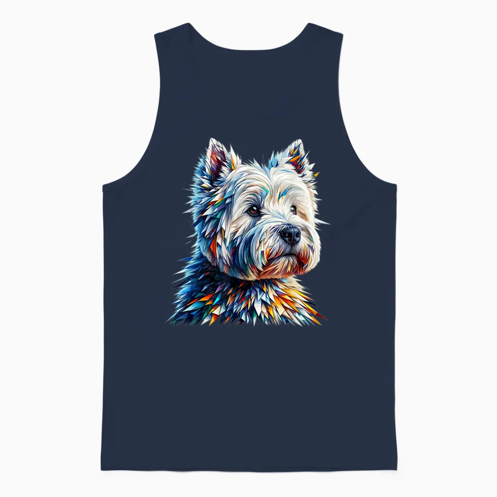 Polygon Art West Highland White Terrier Westie T-Shirt, Black, S Unisex Tank Top in Navy