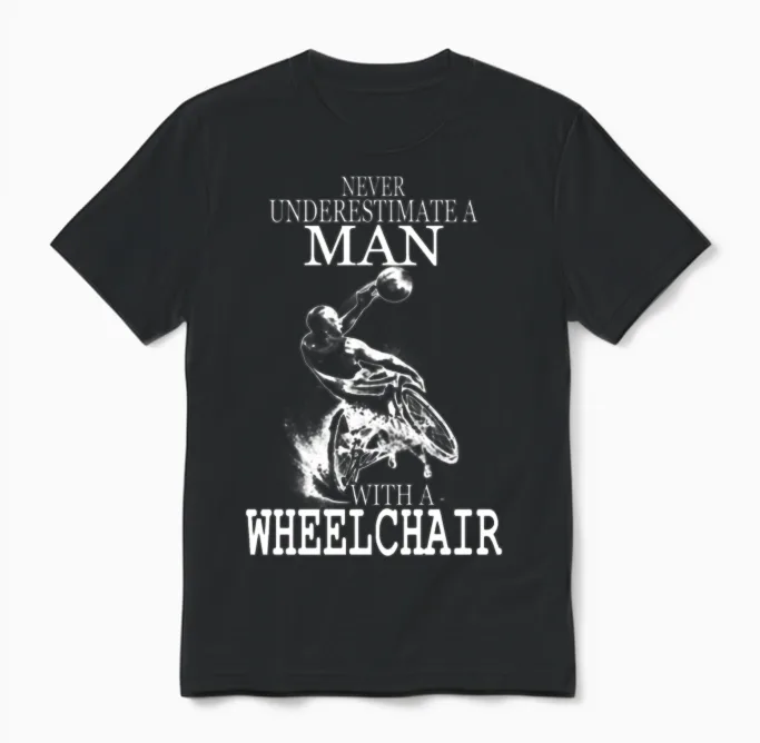 Wheelchair - Wheelchair - Never Uderestimate a M Unisex T-Shirt in Black