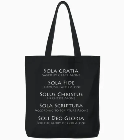 Five Solas of the Christian Faith Latin/english 2 Tote Bags - Black