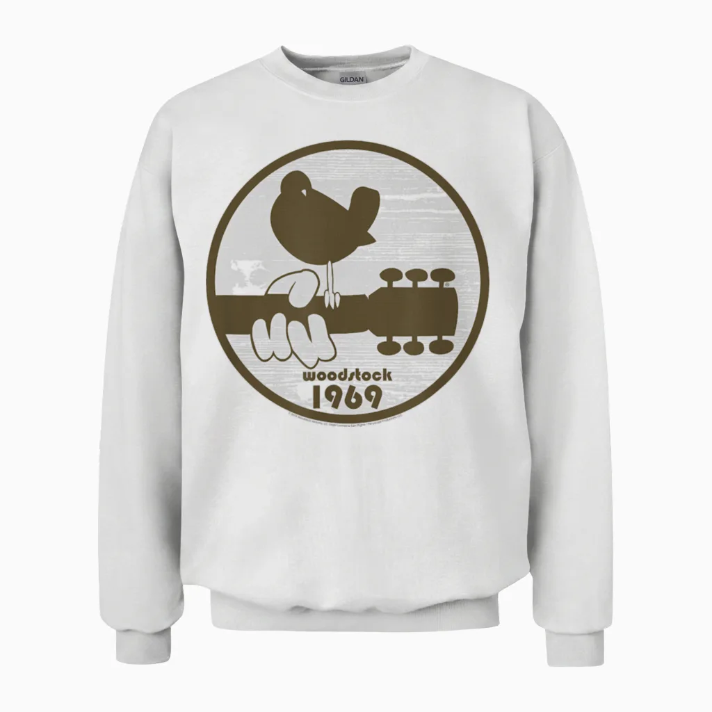 Woodstock - Bird Logo 1969 T-Shirt, White Unisex Sweatshirt in White