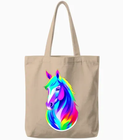 Horse Colorful Tote Bags - Natural