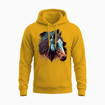 Horse Artwork Unisex Hoodie - Gold