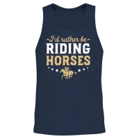 I D Rather Be Riding Horses Horse Gift Clothing Unisex Tank Top - Navy – 2