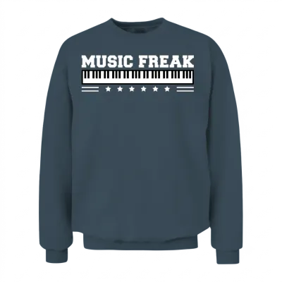 Music Freak Quote Grand Piano Synthesizer Keyboard Unisex Sweatshirt - Dark Heather