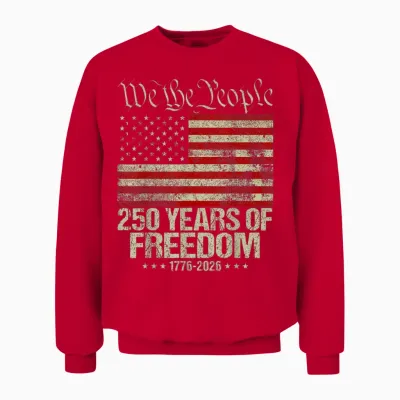 Drapeau Américain Vieilli 250e Anniversaire Unisex Sweatshirt - Red