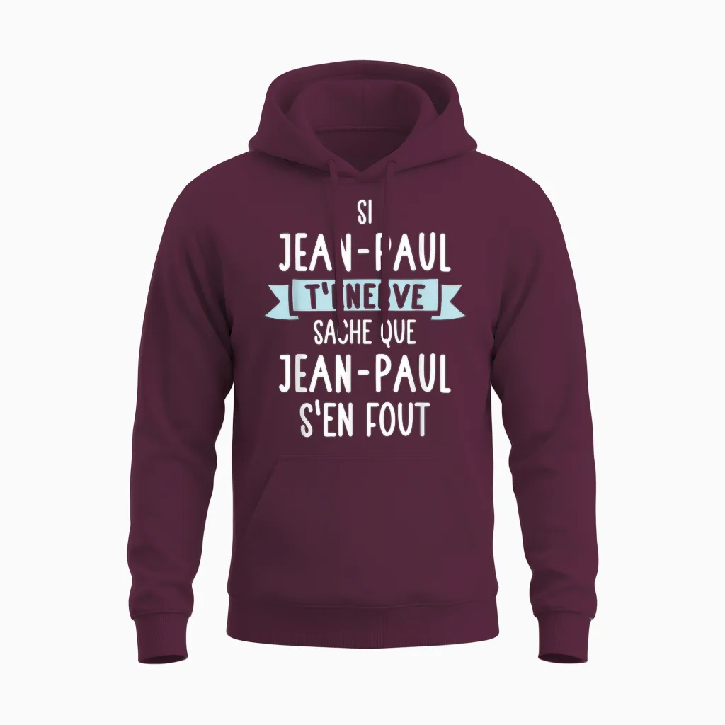 Men's Gift Humour Personalised Name Jean-Paul T-Shirt, Black, S Unisex Hoodie in Maroon