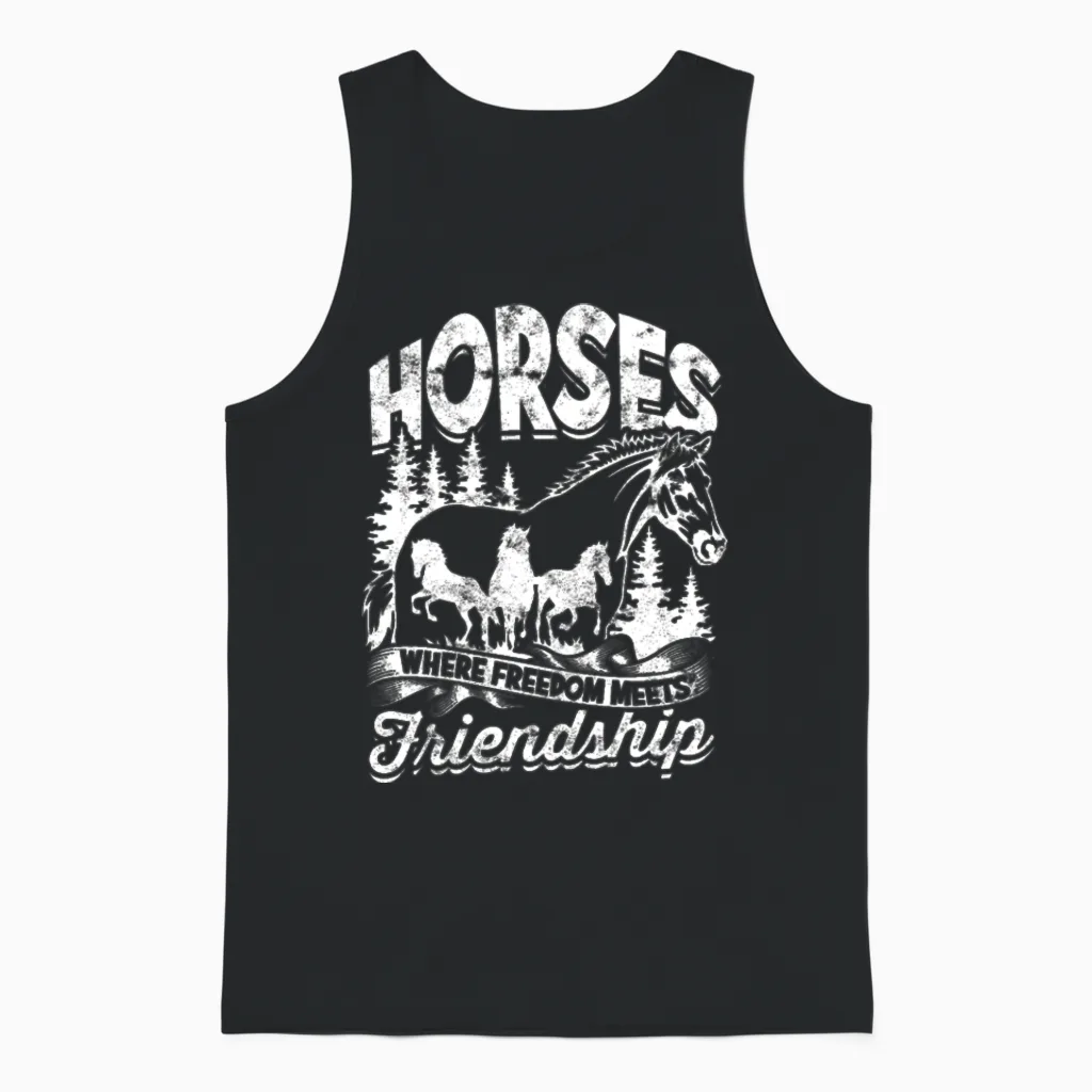 Horses: Where Freedom Meets Friendship - Horse Unisex Tank Top in Black