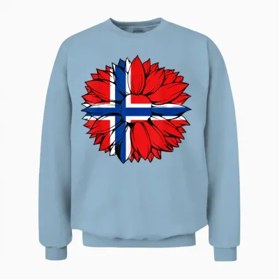 Drapeau De La Norvège Tournesol Fierté Norvégienne Racines Norvégiennes Unisex Sweatshirt - Light Blue