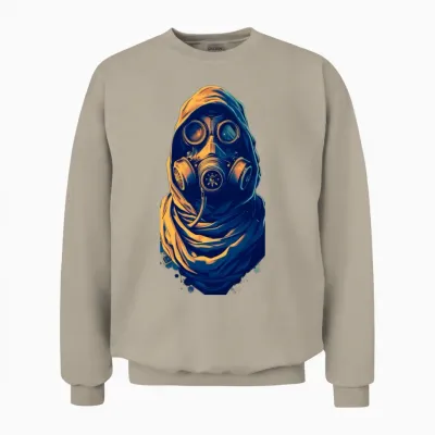 Urban Gas Mask Hooded Design Unisex Sweatshirt - Sand
