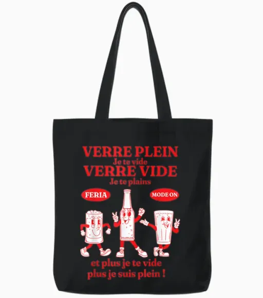 Feria Ambiance Fête Bayonne Dax Basque Humour Aperitif Alcohol Tote Bags in Black