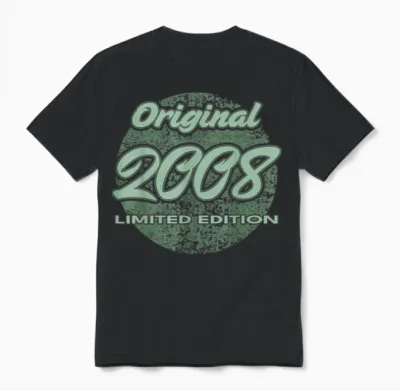 18. Geburtstag Mädchen Junge 18 Jahre 2008 Lustig Geschenk Unisex T-Shirt - Black
