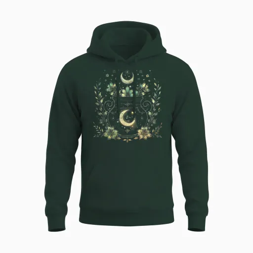 Vintage Witchy Wicca Witch Cauldron Crescent Moon Witchcraft T-Shirt, Black, S Unisex Hoodie - Forest