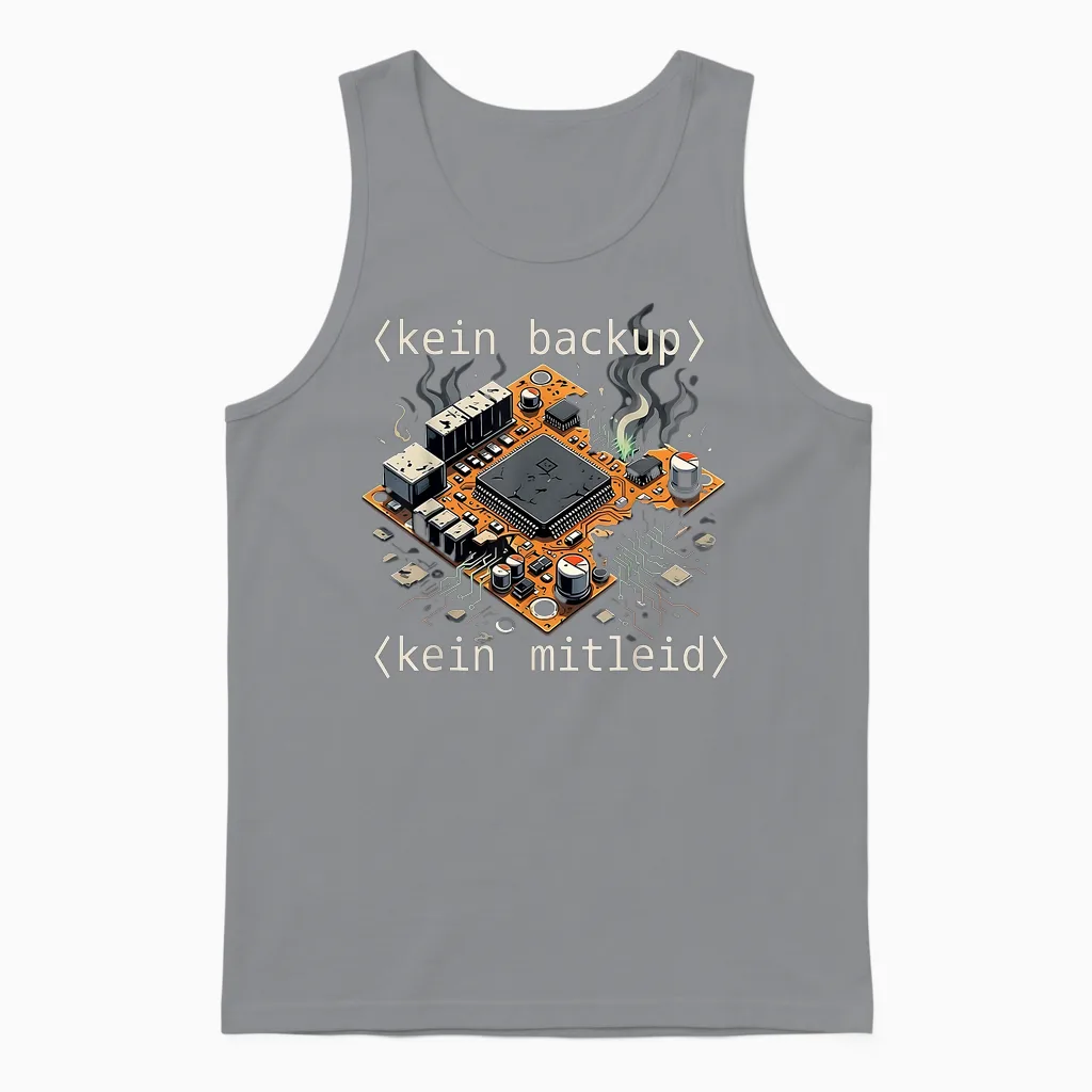 T-Shirt with German Text "kein Backup Kein Mitleid Code Admin It [german Unisex Tank Top in Sport Grey