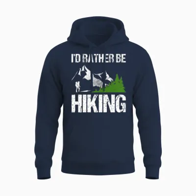 I’d Rather Be Hiking Unisex Hoodie - Navy