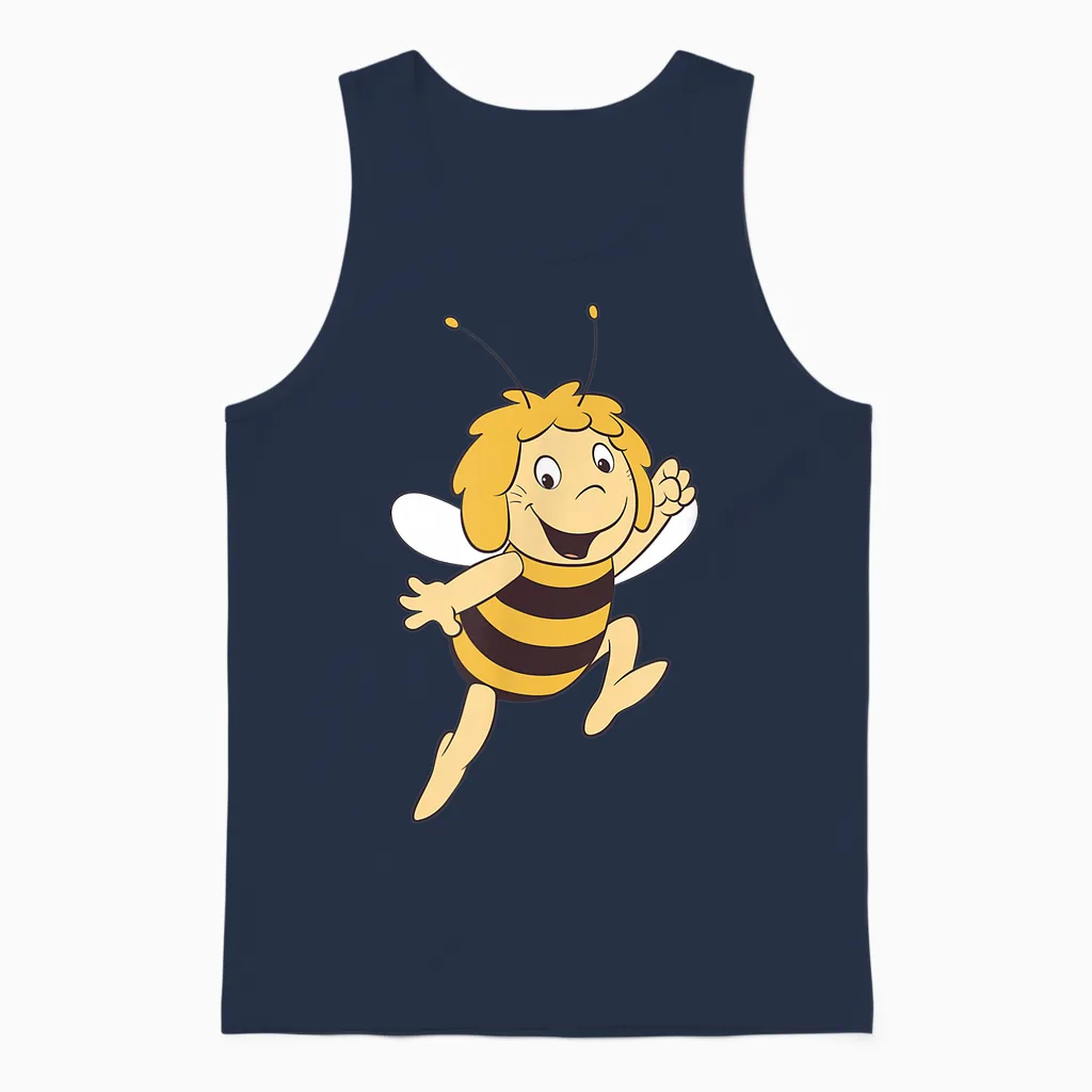 Maya the Bee Retro Pattern Cartoon Tv Series T-Shirt, Blue Unisex Tank Top in Navy