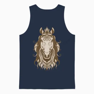Horse Head Design Unisex Tank Top - Navy