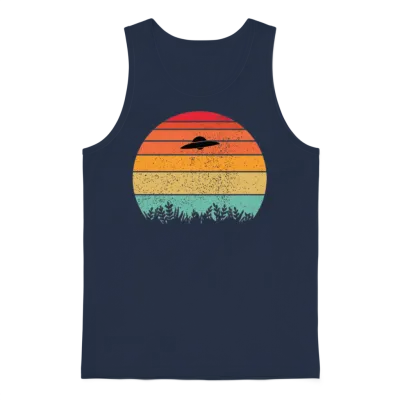 Ufo Retro Sunset Unisex Tank Top - Navy