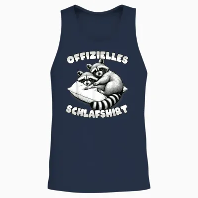 Official Sleepshirt Raccoon Pyjamas Sleep Funny T-Shirt, Black Unisex Tank Top - Navy