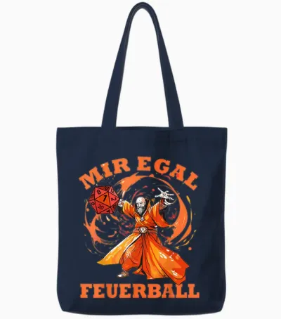 Rollenspiel Designs Lustig Hoch 5 - Magier Wirft Feuerball - Mir Egal Feuerball Zauberer T-Shirt (schwarz, S, Halbarm, Unisex-Jugendliche) Tote Bags - Navy