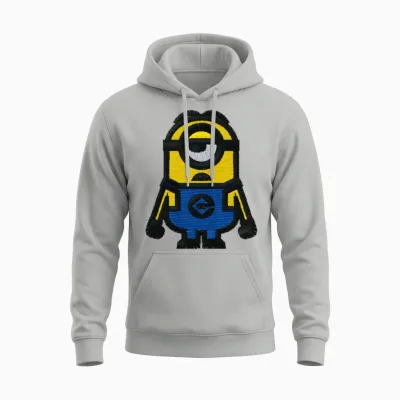Minions Embroidery Unisex Hoodie - Ash