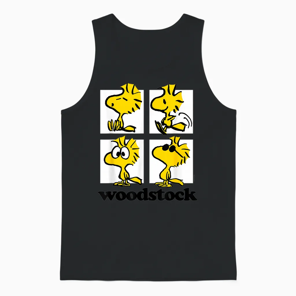 Peanuts - Woodstock Grid Unisex Tank Top in Black