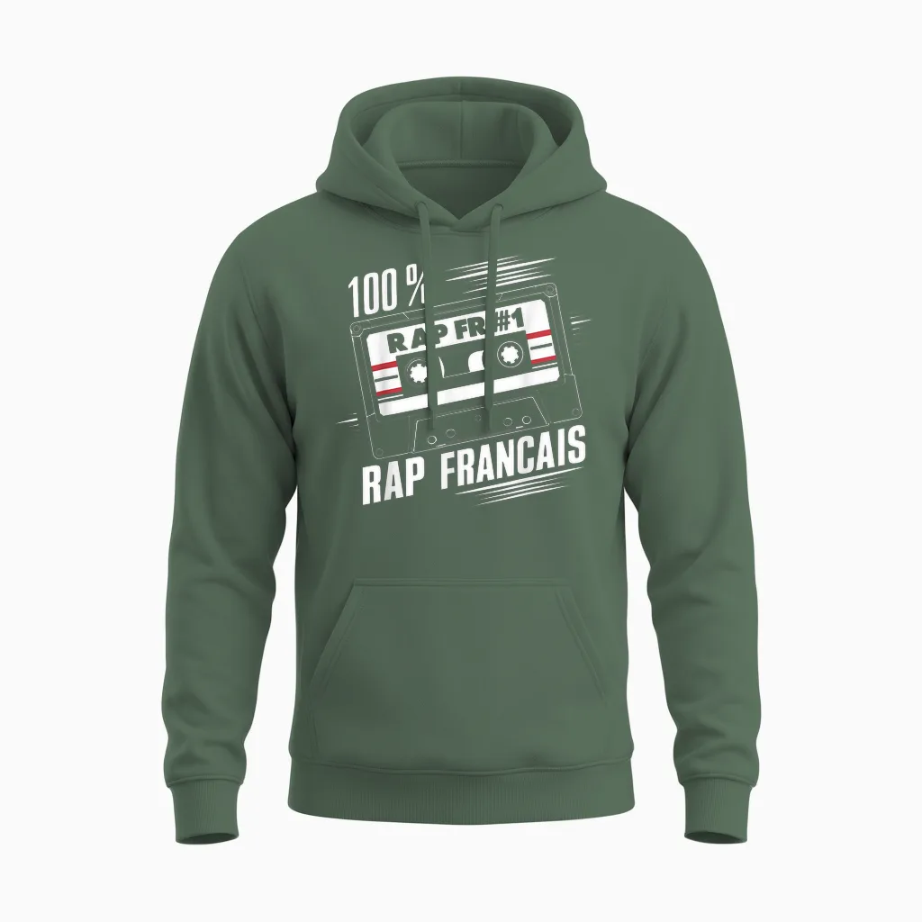 Rap French Rapper Hip-Hop Urban Style Paris Marseille Unisex Hoodie in Military Green