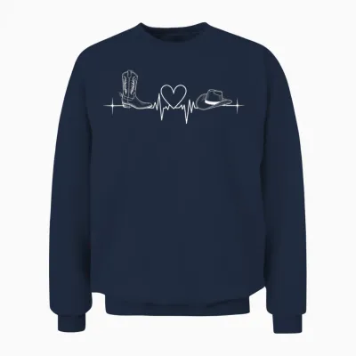 Line Dance Heartbeat Ecg Pulse Line Dance Unisex Sweatshirt - Navy