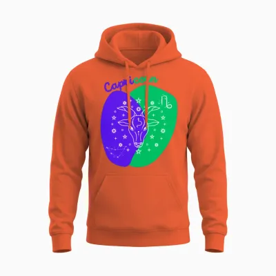 Cosmic Climb a Minimalist Capricorn Design Unisex Hoodie - Orange