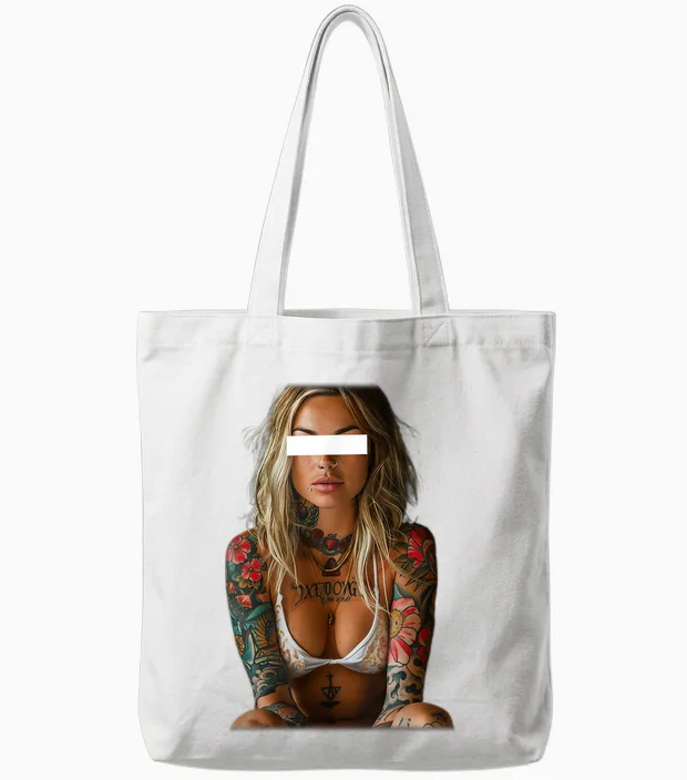 Vintage Sexy Girl Tote Bags in White