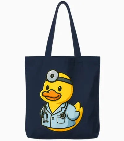 Gelbe Ente Doktor Tierliebhaber Zoo Jungen Mädchen Kinder Tote Bags - Navy