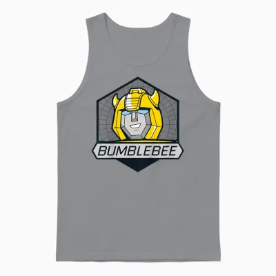 Children's Retro Badge Transformers Bumblebee Kids T-Shirt, Blue, 2 Unisex Tank Top - Sport Grey