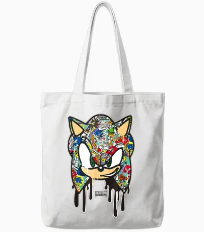 Sonic the Hedgehog - Sticker Sonic Tote Bags - White
