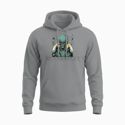 We Come in Peacealien Ufo Commander Unisex Hoodie - Sport Grey
