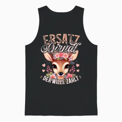 Ersatz Dirndl T-Shirt Damen Trachtenshirt Mädchen Trachten Unisex Tank Top - Black