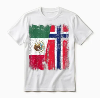 Mexico Norway Half Flag Mexican Norwegian Ancestry Unisex T-Shirt - White