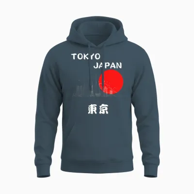 Tokyo Japan Minimalist Japanese Font Kanji Design Unisex Hoodie - Dark Heather