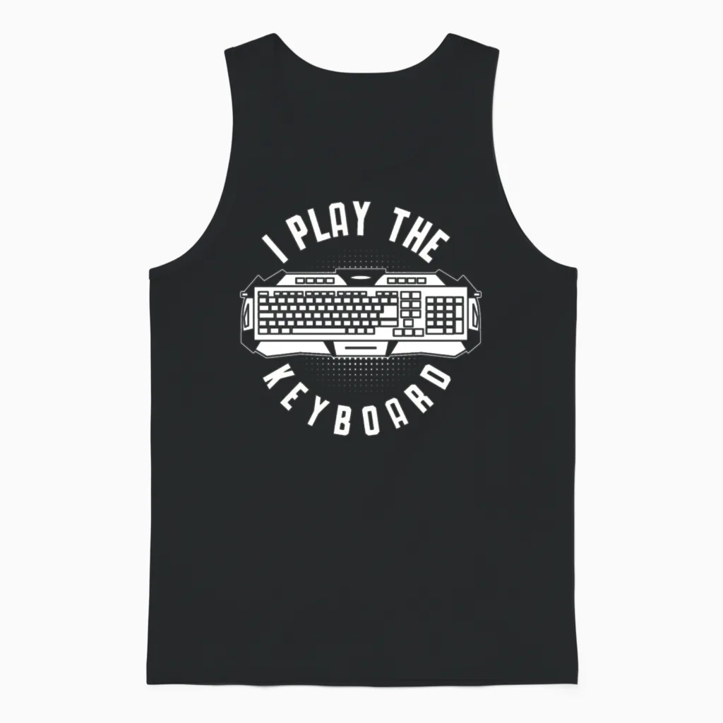 Keyboard Humorous Computer Science Gaming Unisex Tank Top in Black