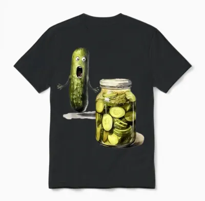 Funny Pickle Surprise a Cucumber and a Jar of Sliced Pickles Unisex T-Shirt - Black