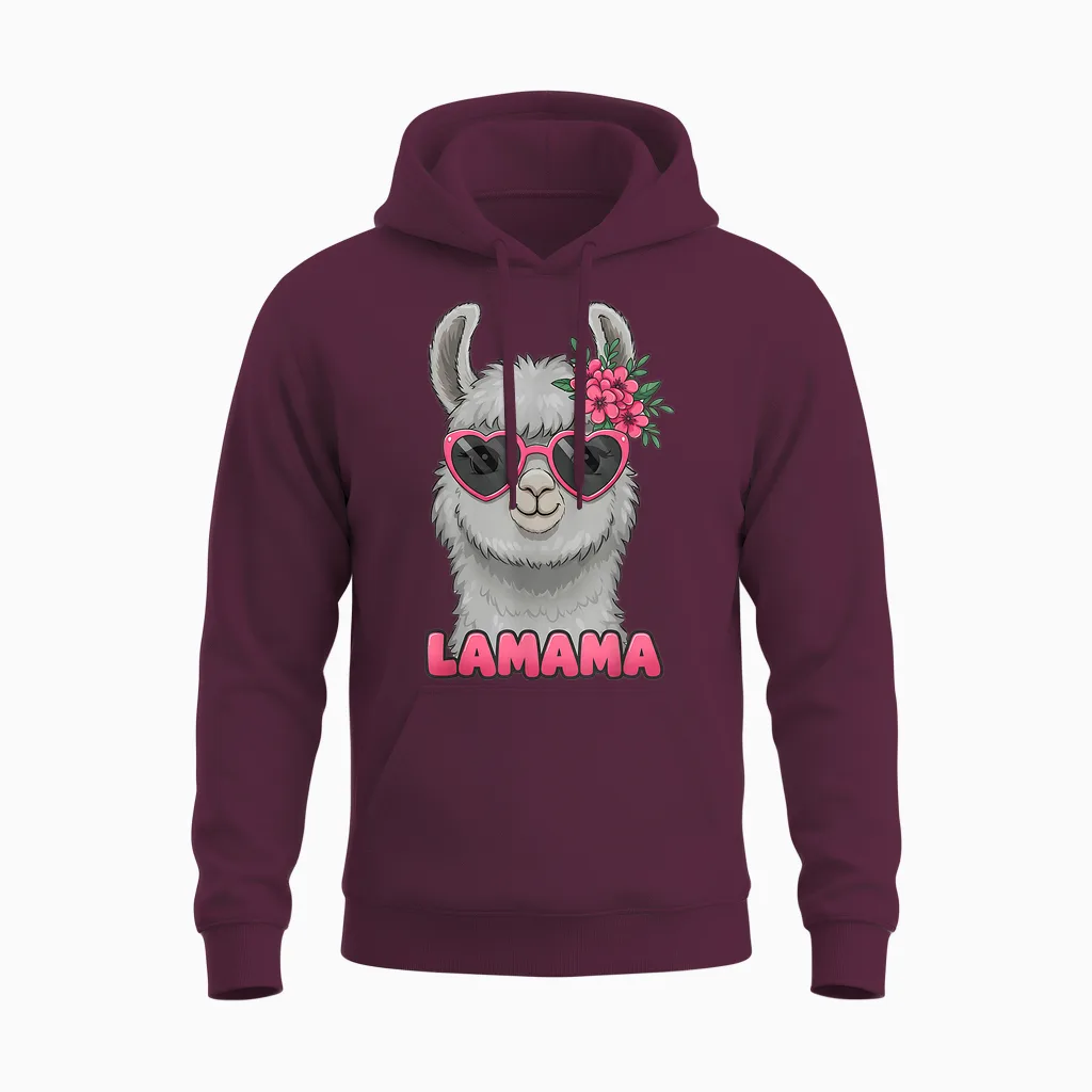 Niedliches Lama-Mama-Geschenk, Lustiges Muttertags-Lamama-Blumenmotiv Unisex Hoodie in Maroon