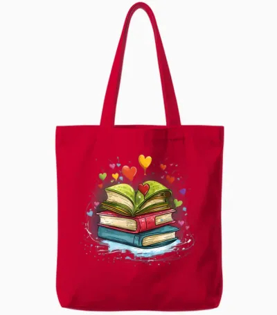 Bunte Bücher Damen Liebe Bücher Aquarell Booklover Tote Bags - Red